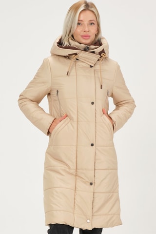 Gewatteerde Jas met Capuchon Beige