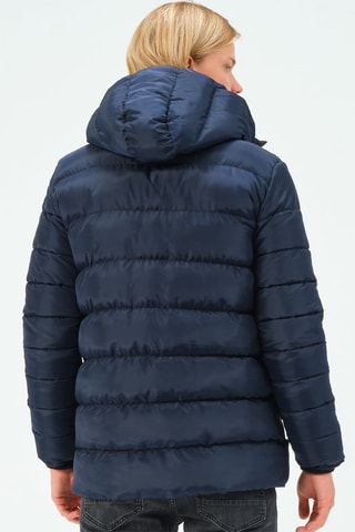 Gewatteerde Jas met Capuchon Donkerblauw