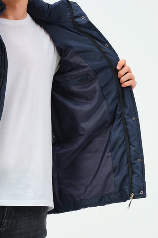 Gewatteerde Jas met Capuchon Donkerblauw