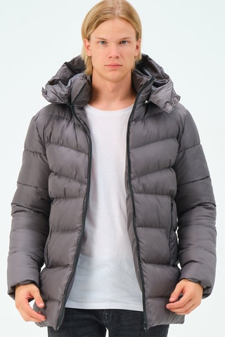 Gewatteerde Jas met Capuchon Antraciet