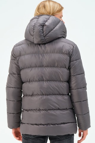 Gewatteerde Jas met Capuchon Antraciet
