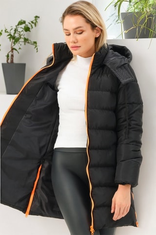 Gewatteerde Jas Zwart en Oranje
