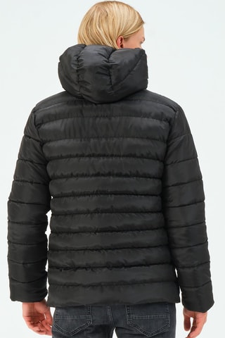 Gewatteerde Jas met Capuchon Zwart