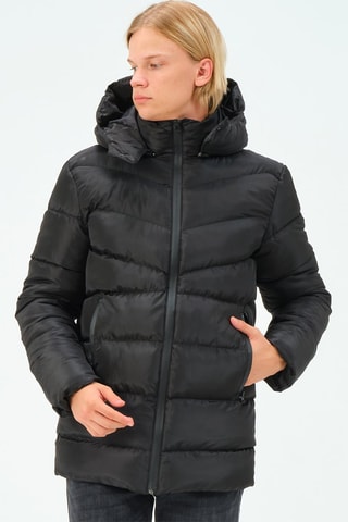 Gewatteerde Jas met Capuchon Zwart