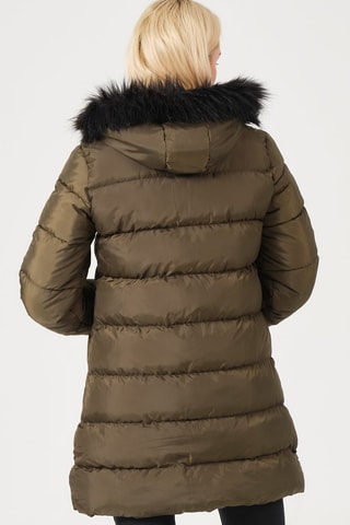Lange Gewatteerde Jas Kaki