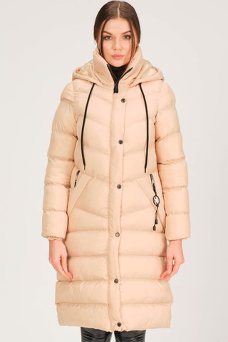 Lange Gewatteerde Jas Beige