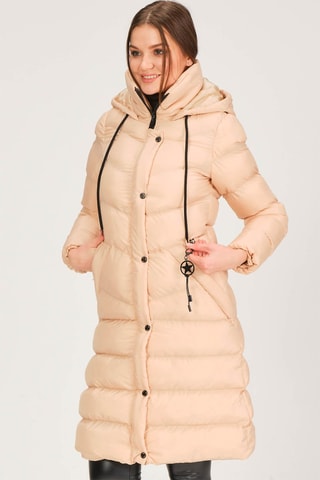 Lange Gewatteerde Jas Beige