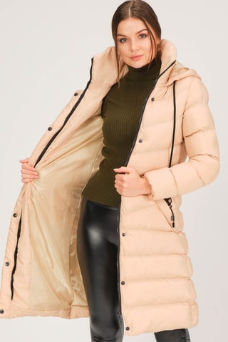 Lange Gewatteerde Jas Beige