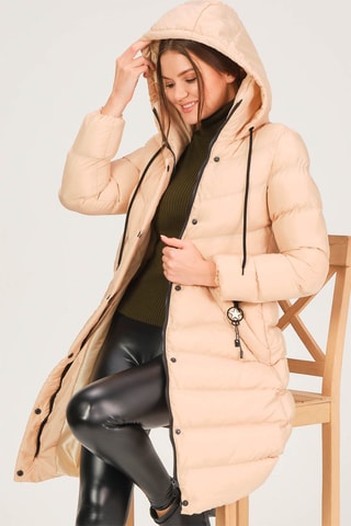 Lange Gewatteerde Jas Beige