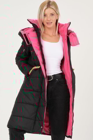 Lange Gewatteerde Jas Zwart