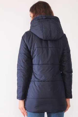 Lange Gewatteerde Jas Nachtblauw