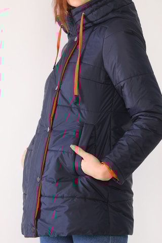 Lange Gewatteerde Jas Nachtblauw