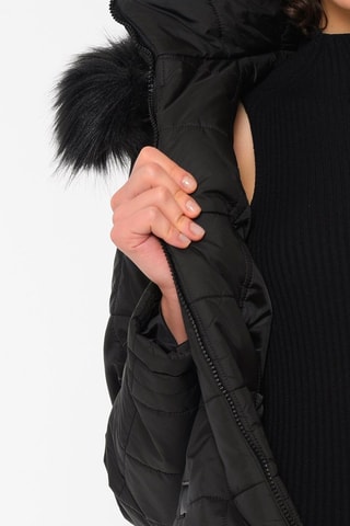 Gewatteerde Jas met Capuchon Zwart