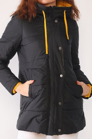 Lange Gewatteerde Jas Zwart