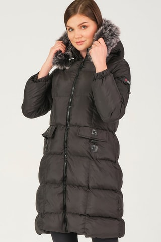 Gewatteerde Jas met Capuchon Zwart