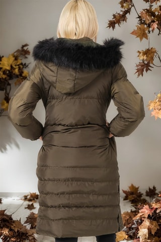 Gewatteerde Jas met Capuchon Kaki