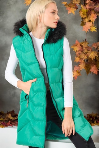 Bodywarmer met Capuchon - Groen