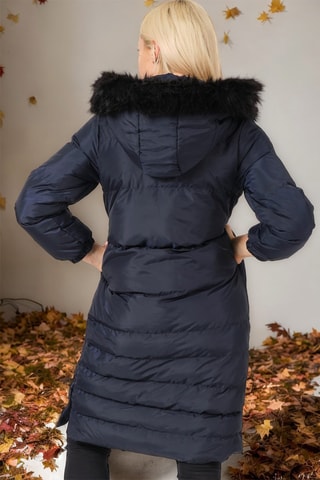 Gewatteerde Jas met Capuchon Donkerblauw