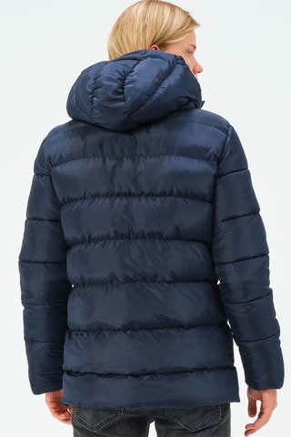 Gewatteerde Jas met Capuchon Donkerblauw