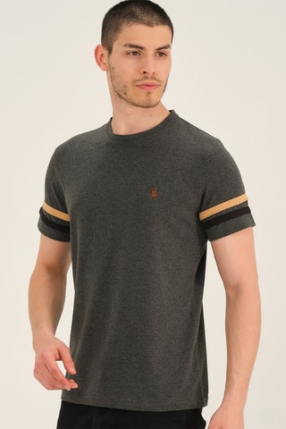 T-shirt Grijs en Camel