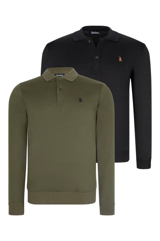 2 Polo's Zwart en Kaki