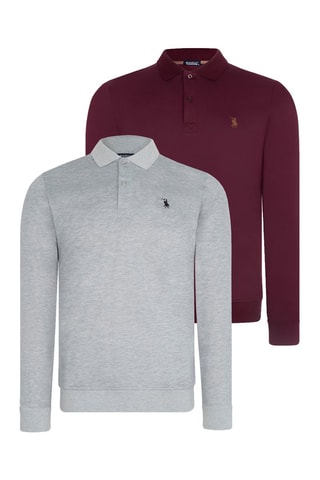 2 Polo's Gemêleerd Grijs en Paars