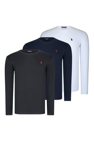 3 Sweaters Zwart, wit en marineblauw