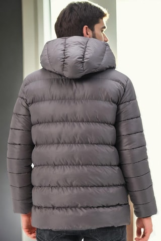 Gewatteerde Jas met Capuchon - Antraciet
