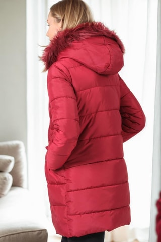 Gewatteerde Jas met Capuchon - Bordeauxrood