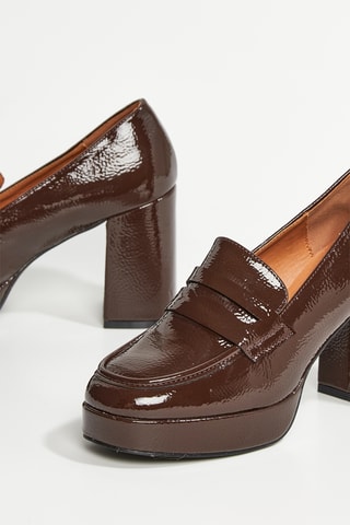 Mocasines con brillo de tacón Mine - Marrón oscuro