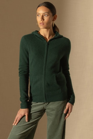 Cárdigan con capucha Emma 100 % cachemir - Ciprés