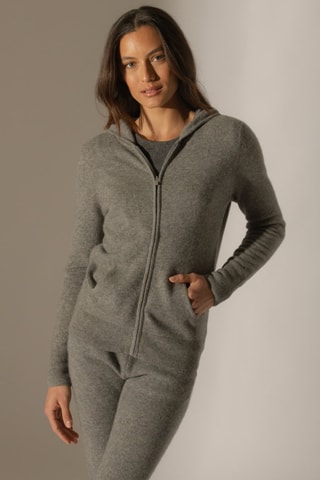 Cárdigan con capucha Emma 100 % cachemir - Franela jaspeada