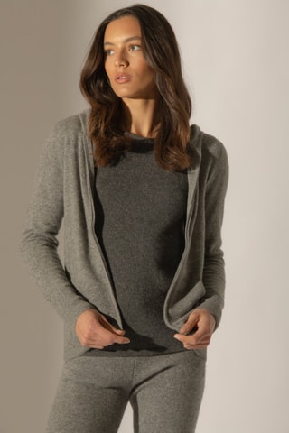 Cárdigan con capucha Emma 100 % cachemir - Franela jaspeada