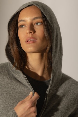 Cárdigan con capucha Emma 100 % cachemir - Franela jaspeada