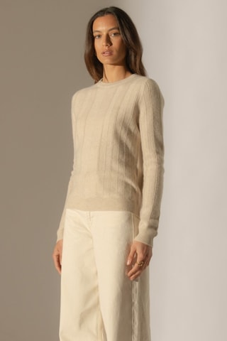 Jersey Corva 100 % cachemir, 4 hilos - Cuello redondo - Avena