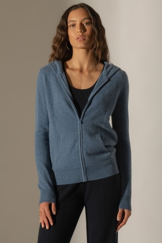 Cárdigan con capucha Emma 100 % cachemir - Azul denim