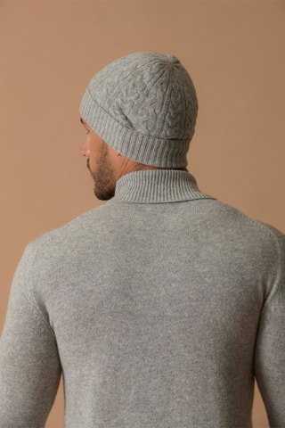 Gorro Popi 100 % cachemir, 4 hilos - Gris claro jaspeado