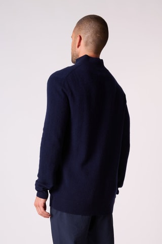 Jersey Greg 100 % cachemir, 2 hilos - Cuello camionero - Azul marino