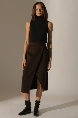 Top Mary 100 % cachemir, 2 hilos - Cuello vuelto - Negro