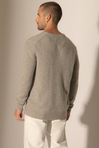 Jersey Enzo 100 % cachemir, 4 hilos - Cuello de pico - Nube jaspeado, 310 g