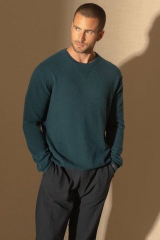 Jersey Soan 100 % cachemir, 2 hilos - Cuello redondo - Verde pato