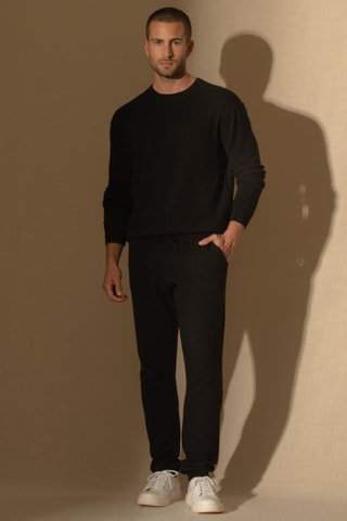 Jersey Soan 100 % cachemir, 2 hilos - Cuello redondo - Negro