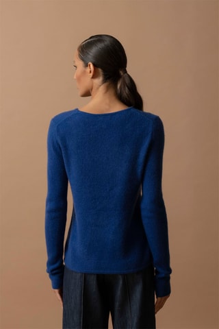 Jersey Marya - 100 % cachemir 4 hilos - Cuello redondo - Azul ultramar