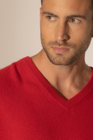 Jersey Alexander 100 % cachemir - Cuello de pico - Rojo