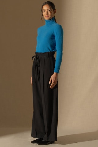 Jersey Ashley 100 % cachemir, 2 hilos - Cuello vuelto - Azul