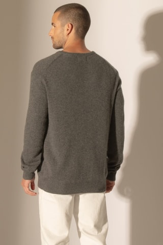 Jersey Eden 100 % cachemir, 4 hilos - Cuello redondo - Antracita jaspeado