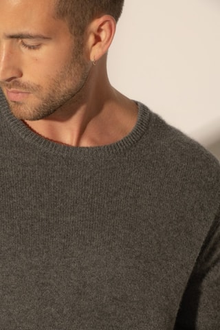 Jersey Eden 100 % cachemir, 4 hilos - Cuello redondo - Antracita jaspeado