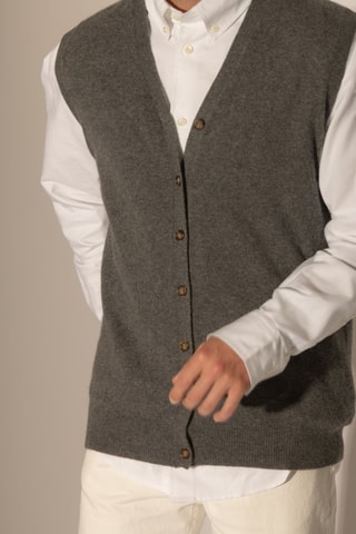 Chaleco Arthur 100 % cachemir, 2 hilos - Cuello de pico - Antracita jaspeado