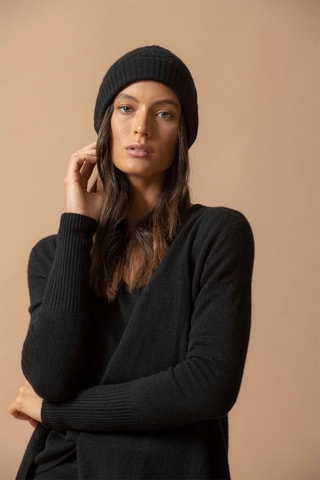 Chaqueta larga Abigail - 100 % cachemir 2 hilos - Negro, 250 g