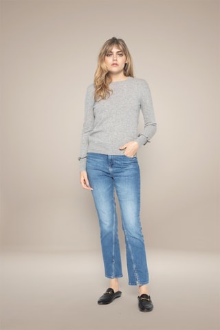 Jersey Luing 100 % cachemir, 2 hilos - Cuello redondo - Gris claro jaspeado